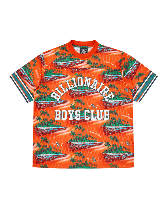 Tropical Island Print Football Top