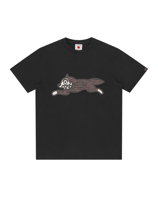 Camiseta de perro corriendo de madera veteada