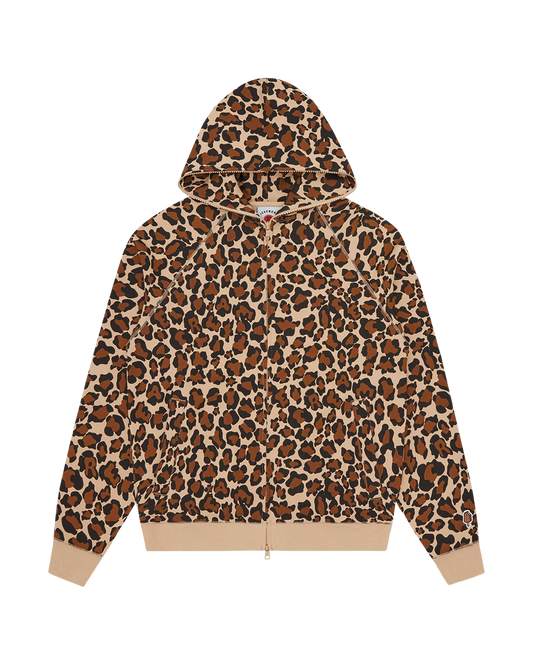 Leopard Print Zip Through Hood