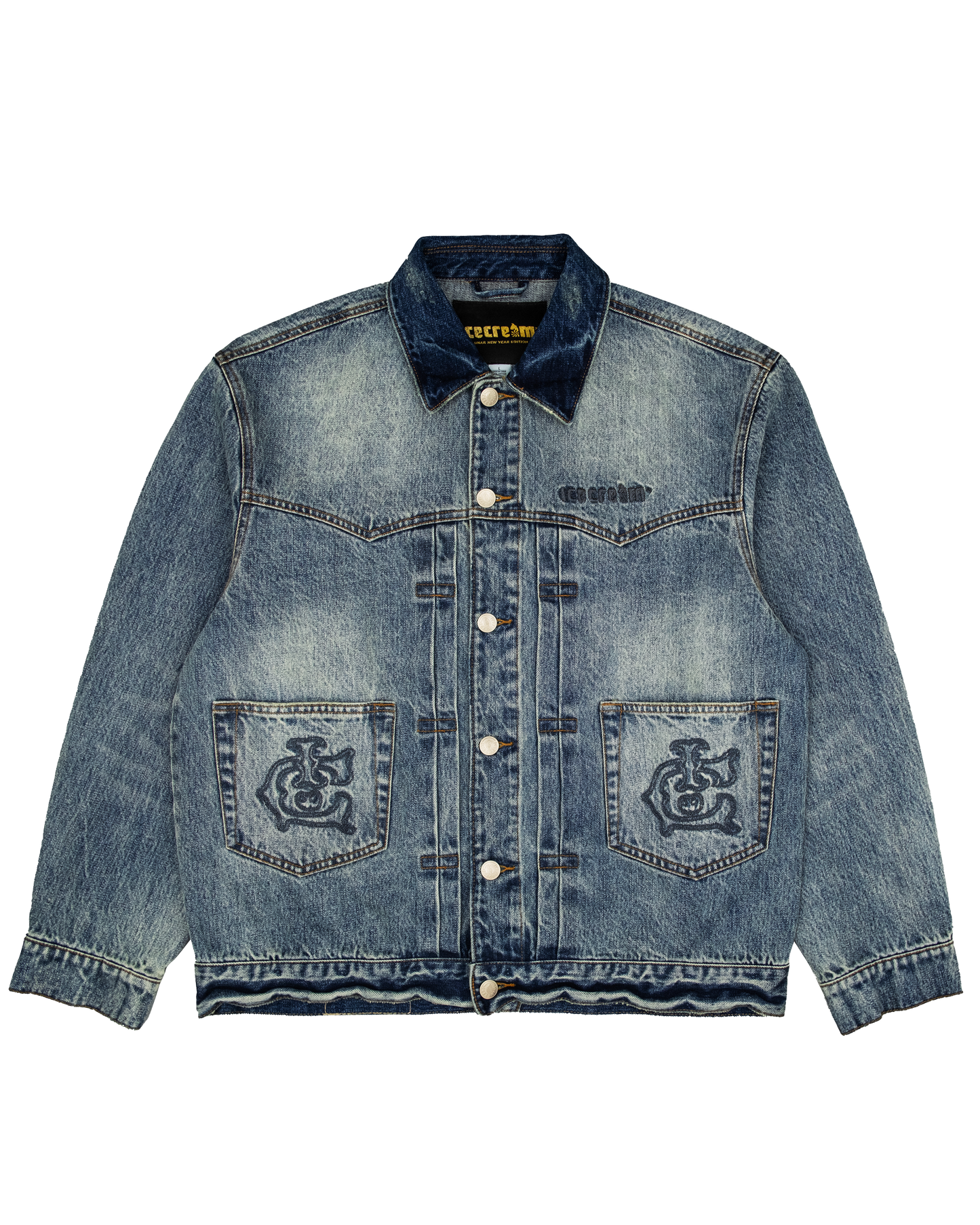 Snake Pattern Running Dog Denim Jacket